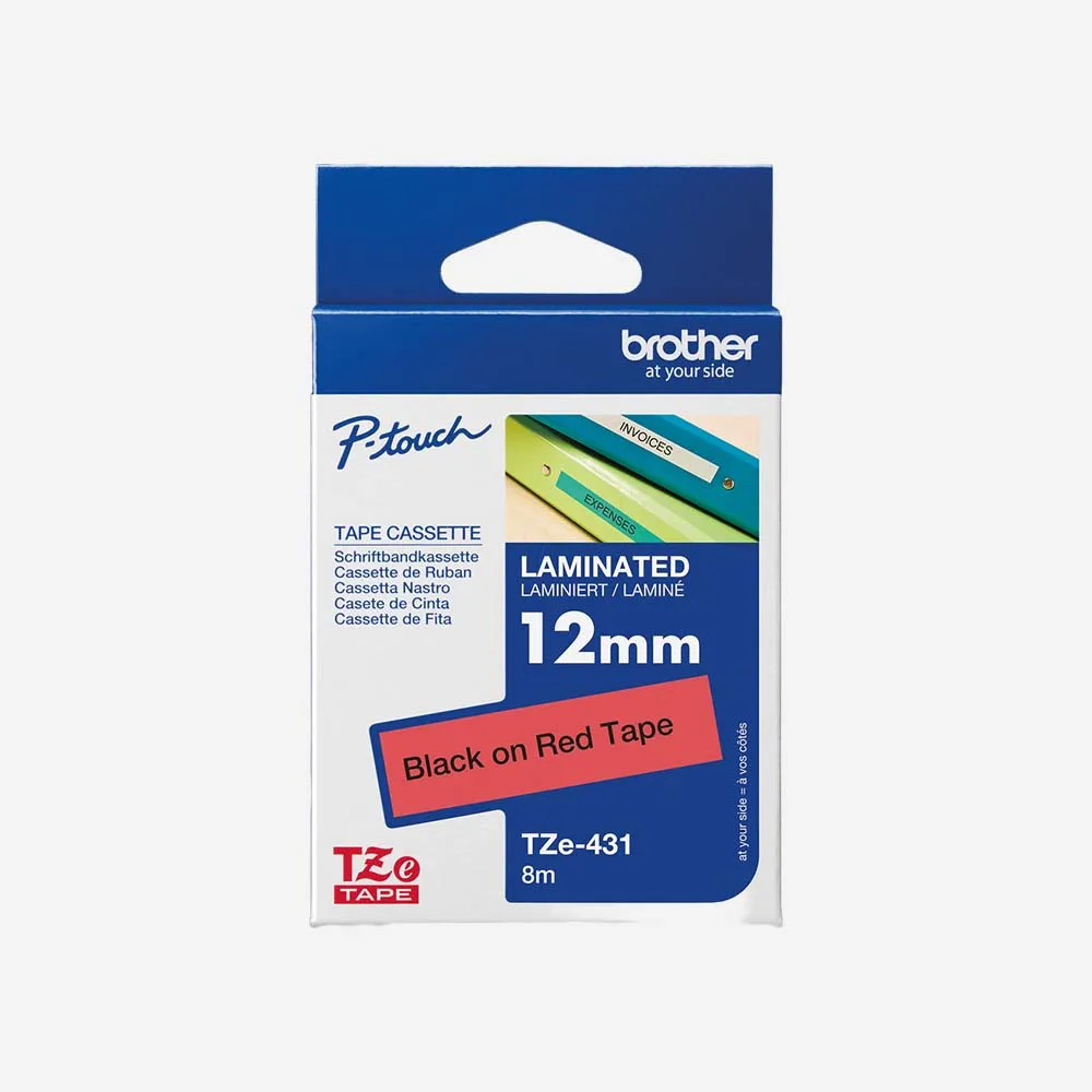 Ribbon Brother TZe-431 Tape 12mm Black On Red Org